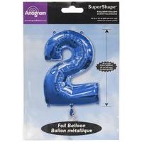 Amscan Super Shape Number 2 Balloon, Blue