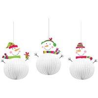 Amscan 20.3cm 3-piece Joyful Snowman 3d Hanging Decorations