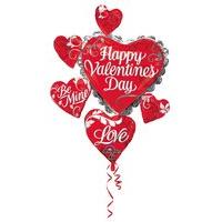 Amscan International Happy Valentines Day Swirl Heart Cluster Foil Baloon