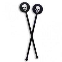 amscan 18cm 8 halloween drink stirrers with scull print black