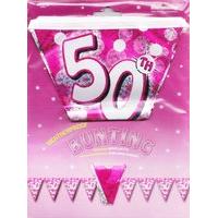 Amscan International Pink Sparkle Party 4 M Bunting Flag Banner 50th