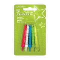 Amscan Dots and Stripes Glitter Candles and Holders 10 Pack