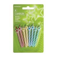 Amscan Assorted Star Candles 8 Pack