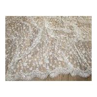 Amelia Sequinned Chevron Couture Bridal Lace Fabric Ivory