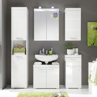 Amanda Bathroom Set In White With High Gloss Fronts And Lighting