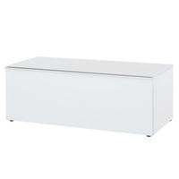 Amber Lowboard TV Stand In White With Glass Top And Fronts