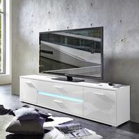 Amy Modern TV Stand In White High Gloss Fronts With LED