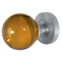 amber round glass door knobs 60mm