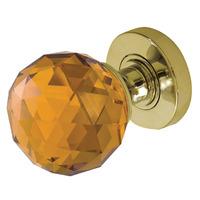 amber faceted glass door knobs 60mm