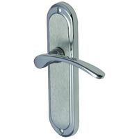 Ambassador Door Handle Pair Polished Chrome-Lever on Latch Plate