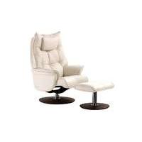 Amsterdam Leather Swivel Armchair with Footstool