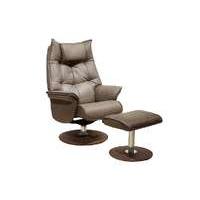 Amsterdam Leather Swivel Armchair with Footstool