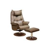 Amsterdam Leather Swivel Armchair with Footstool