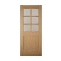 American White Oak Veneer Glazed Back Door (H)2032mm (W)813mm