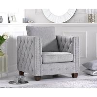 Amelia Grey Plush Fabric Armchair