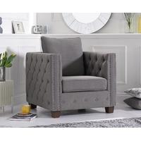 amelia grey fabric armchair