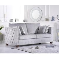 Amelie Grey Plush Fabric Three-Seater Sofa