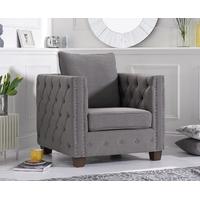 amelie grey linen fabric armchair