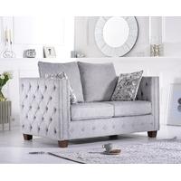 Amelie Grey Plush Fabric Two-Seater Sofa