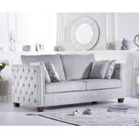 Amelia Grey Plush Fabric Three-Seater Sofa