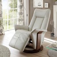 Amalia Relaxing Chair In Cream Leather And Walnut Base