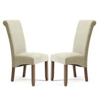Ameera Dining Chair In Plain Sage Fabric And Walnut in A Pair
