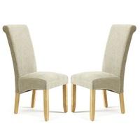 Ameera Dining Chair In Plain Sage Fabric With Oak Legs in A Pair