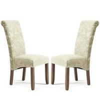 Ameera Dining Chair In Floral Sage Fabric And Walnut in A Pair