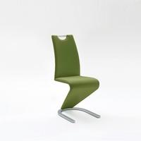 Amado Dining Chair In Olive Faux Leather With Chrome Base