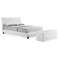 Amol White Faux Leather Double Bed