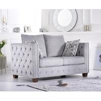 amelia grey plush fabric two seater sofa