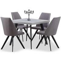 amarana square dining set with 4 lennon grey chairs