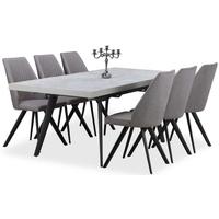 Amarana Extending Dining Set with 6 Lennon Grey Chairs