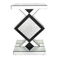 Amalie Diamond Mirror Side Table, Black/Mirror