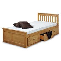 Amani Mission 3FT Single Wooden Bed - Waxed Finish