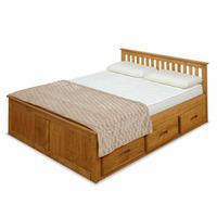 Amani Mission 4FT 6 Double Wooden Bed - Waxed Finish