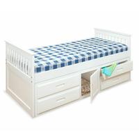Amani Storage 3FT Single Wooden Bed - White