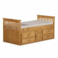 Amani Storage 3FT Single Wooden Bed - Waxed Finish