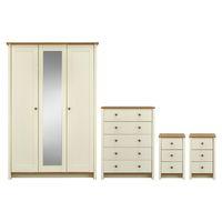 Amberley 3 Door Mirrored Wardrobe, 5 Drawer Chest and 2 x 3 Drawer Bedside Set