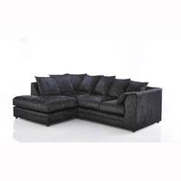 Ambrose Fabric Corner Sofa In Black Velvet With Round Feet