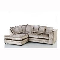 Ambrose Fabric Corner Sofa In Mink Velvet With Black Feet