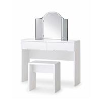 Amelia Modern Dressing Table In White High Gloss With Stool