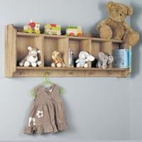 Amila Oak Wooden Wall Shelf with Hanging Pegs