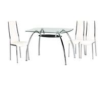 Ammarah Dining Table with Black Undershelf And 4 White Chairs