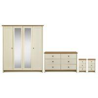 Amberley 4 Door Mirrored Wardrobe, 6 Drawer Chest and 2 x 3 Drawer Bedside Set