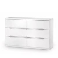 Amelia Modern Wide Chest Of Drawers In White High Gloss