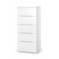 Amelia Modern Tall Chest Of Drawers In White High Gloss
