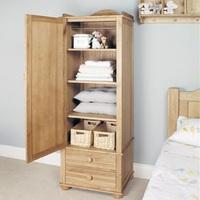 Amila Wooden Oak Children Single Wardrobe With 2 Large Drawers