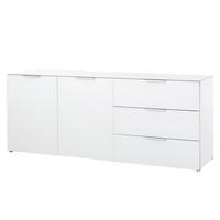 Amber 2 Door Sideboard In White With Glass Top And Fronts