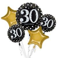 amscan international 3214301 sparkling 30th birthday foil balloon bouq ...